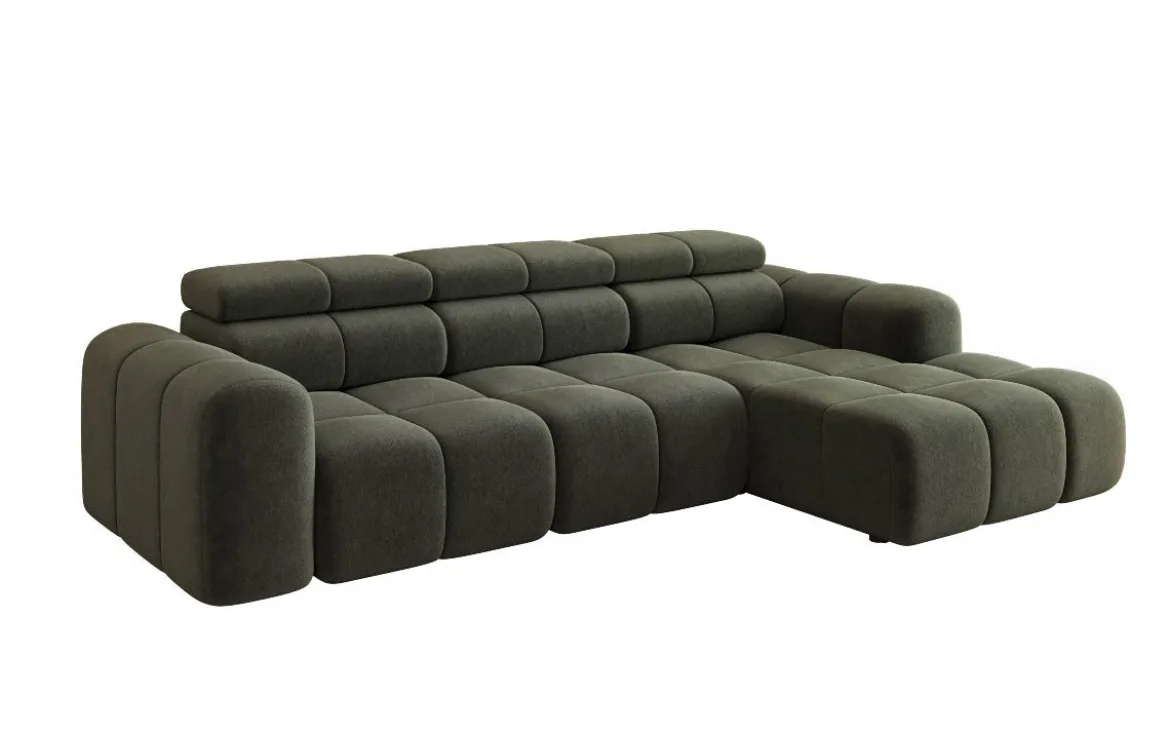 Designer Ecksofa Mia mit elektrischer Sitzerweiterung in Chenille