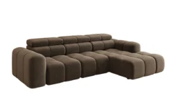 Designer Ecksofa Mia mit elektrischer Sitzerweiterung in Chenille