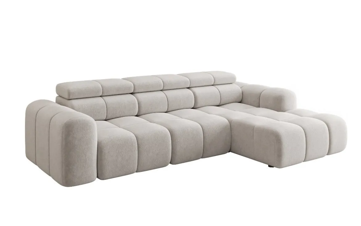 Designer Ecksofa Mia mit elektrischer Sitzerweiterung in Chenille
