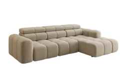 Designer Ecksofa Mia mit elektrischer Sitzerweiterung in Chenille