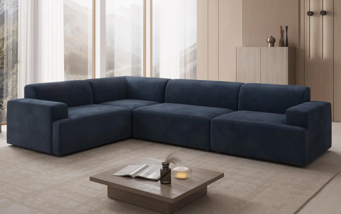 Designer Ecksofa Monza Wohnlandschaft in Samt