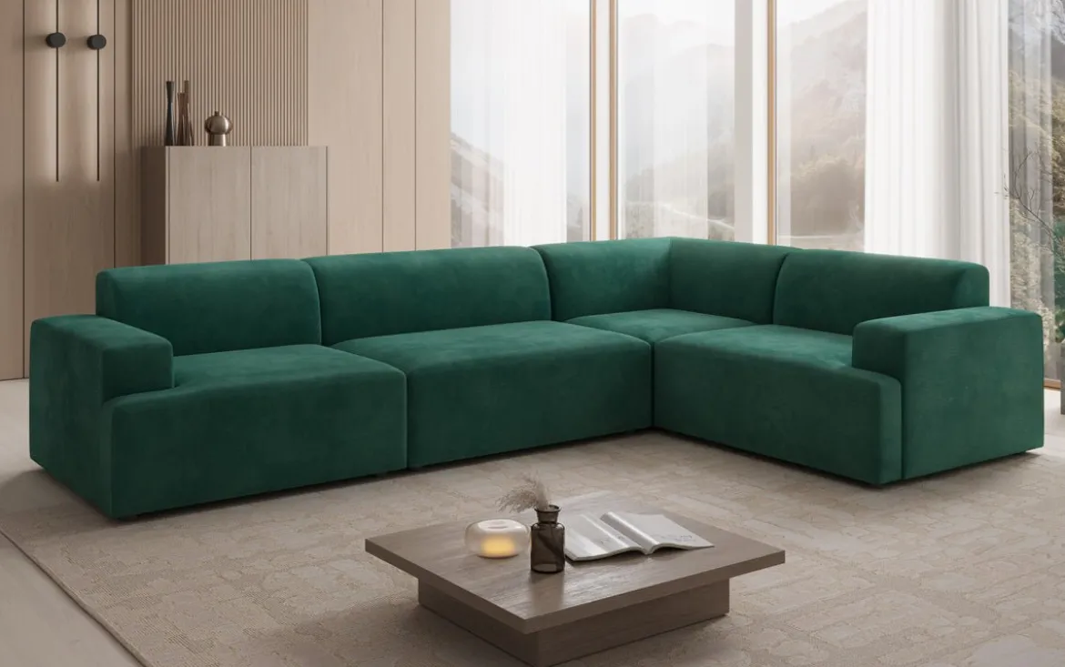 Designer Ecksofa Monza Wohnlandschaft in Samt