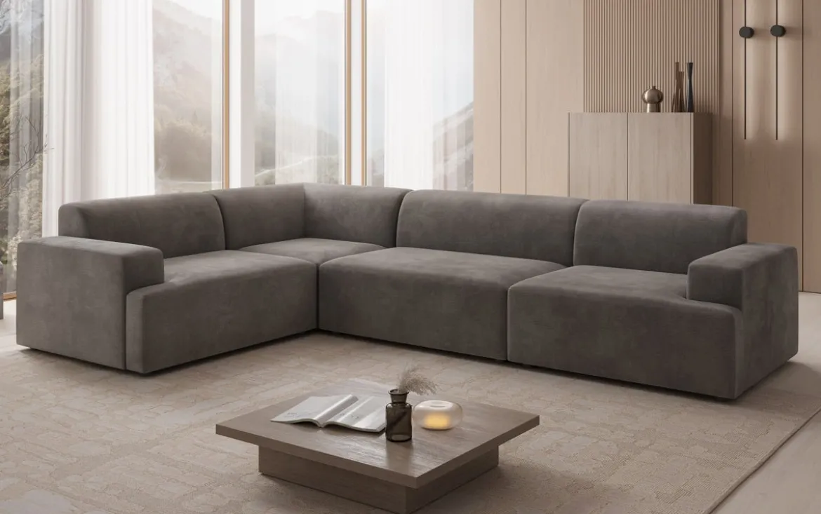 Designer Ecksofa Monza Wohnlandschaft in Samt