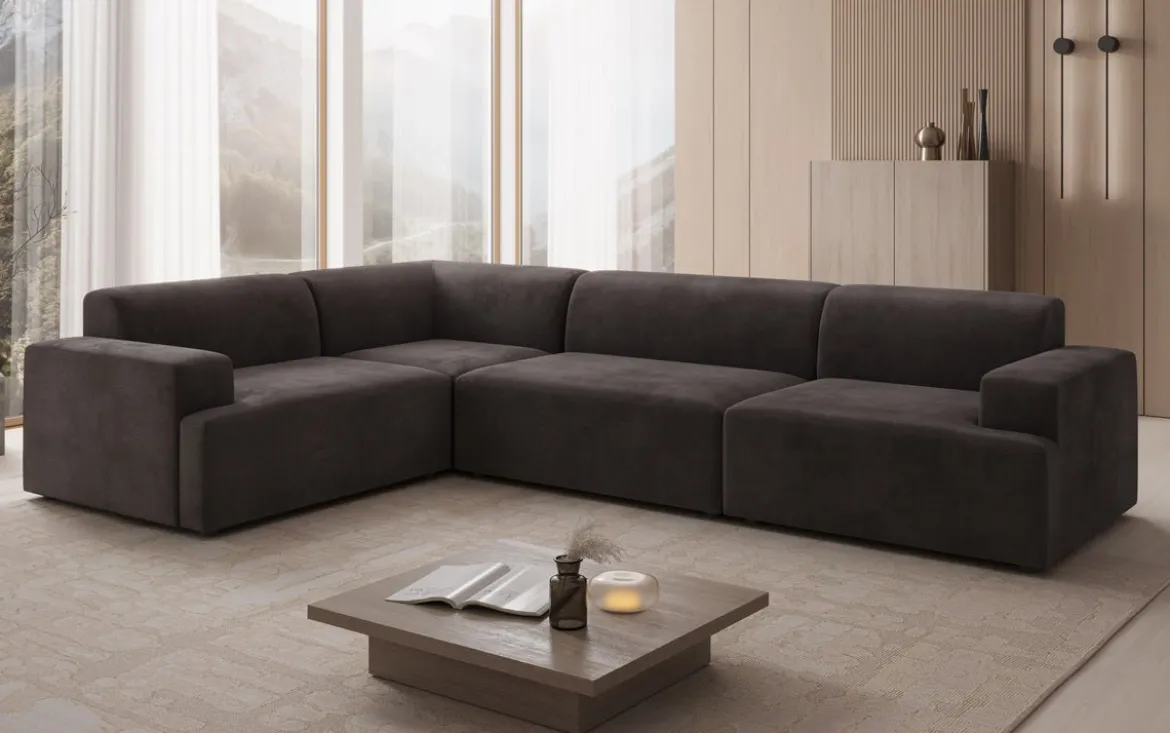 Designer Ecksofa Monza Wohnlandschaft in Samt
