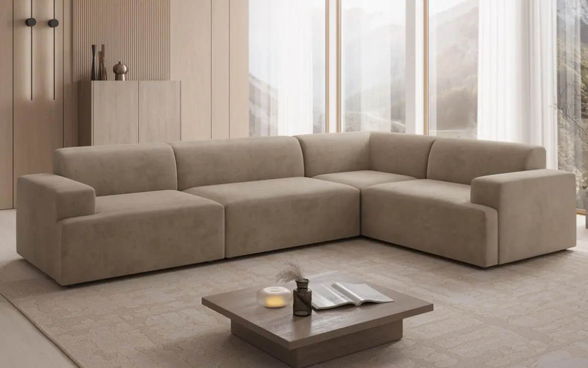 Designer Ecksofa Monza Wohnlandschaft in Samt