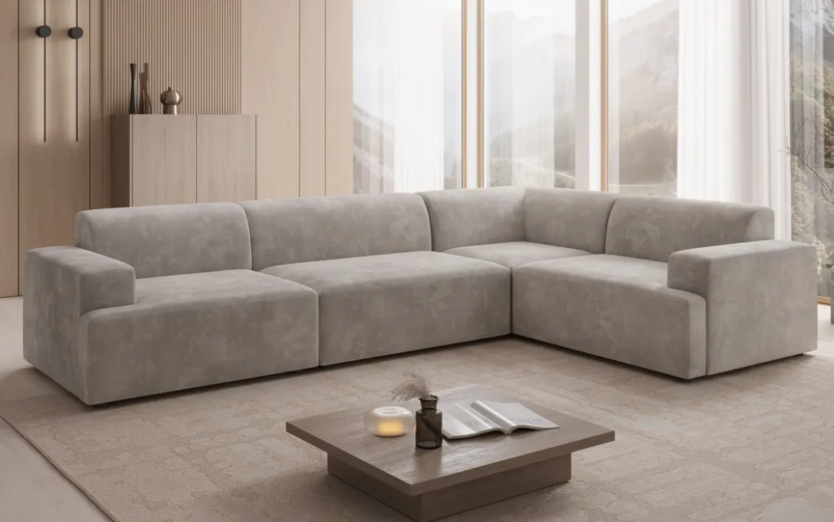 Designer Ecksofa Monza Wohnlandschaft in Samt