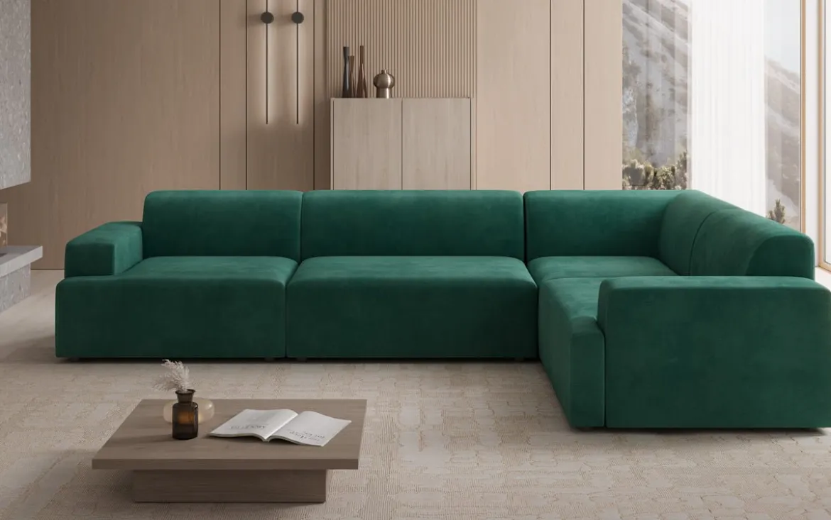 Designer Ecksofa Monza Wohnlandschaft in Samt
