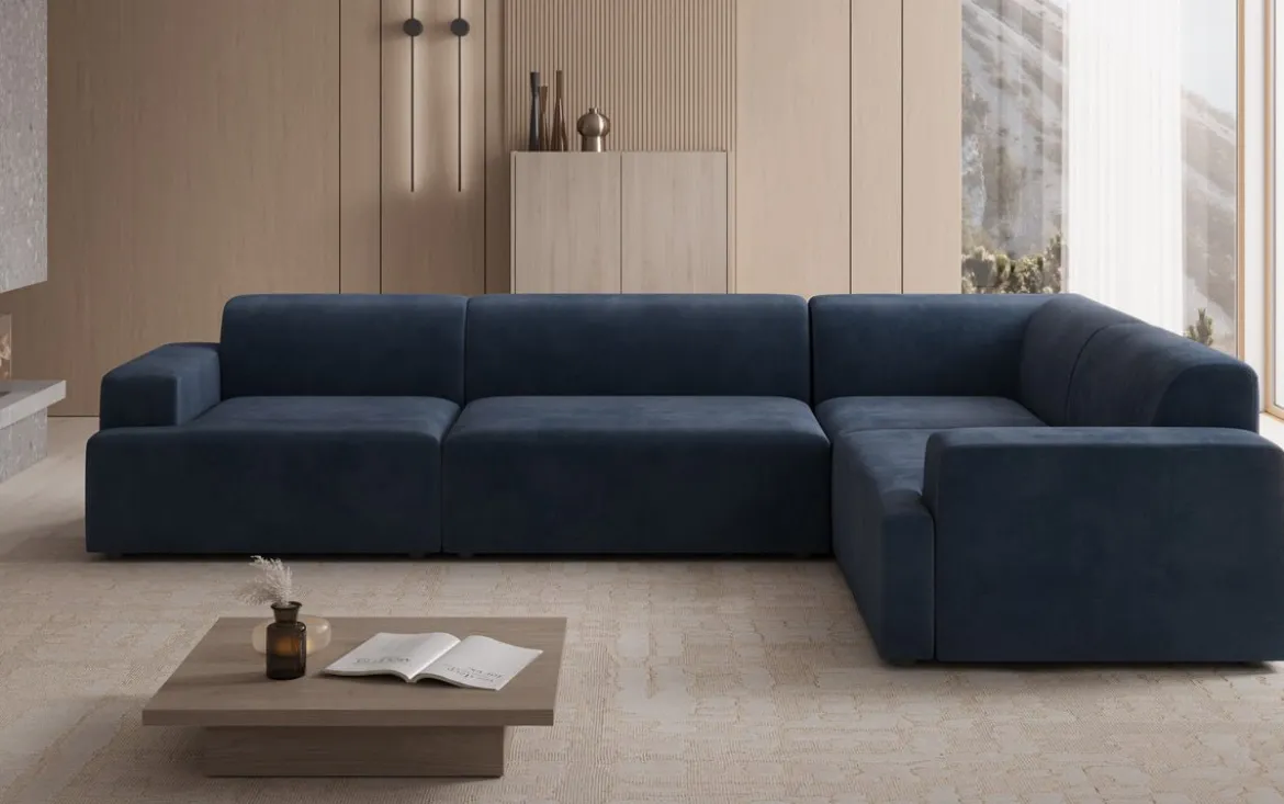Designer Ecksofa Monza Wohnlandschaft in Samt