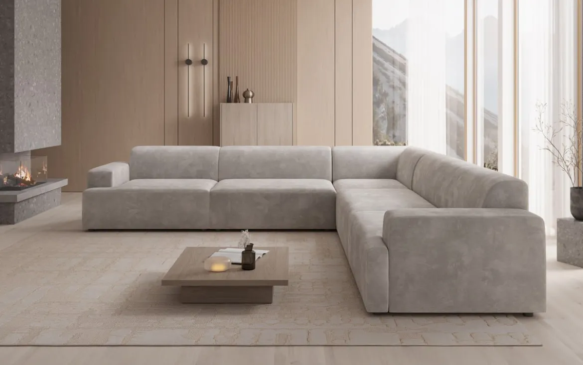 Designer Ecksofa Monza Wohnlandschaft XXL in Samt