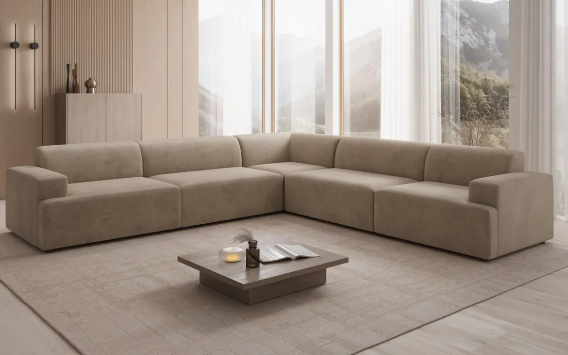 Designer Ecksofa Monza Wohnlandschaft XXL in Samt