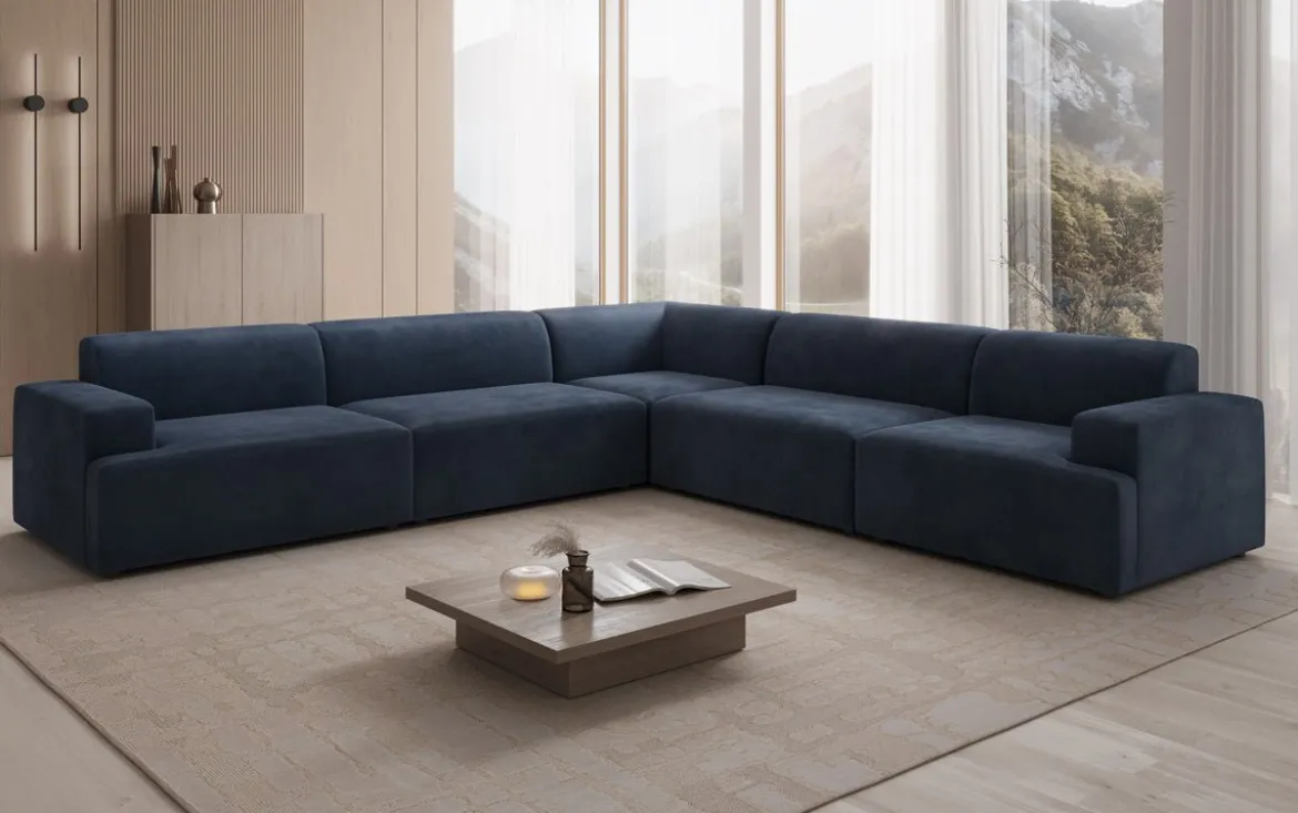 Designer Ecksofa Monza Wohnlandschaft XXL in Samt