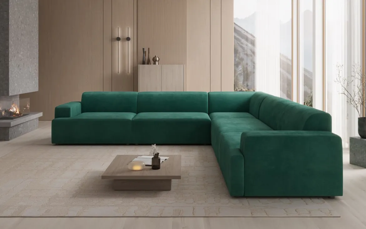 Designer Ecksofa Monza Wohnlandschaft XXL in Samt