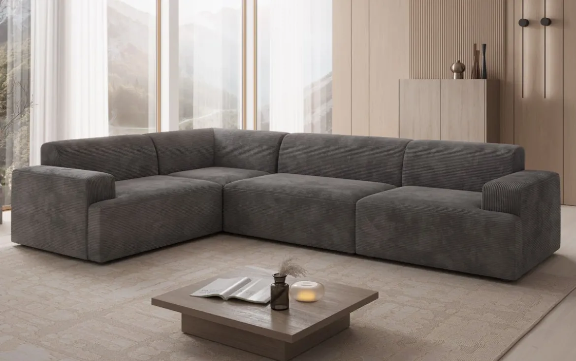 Designer Ecksofa Monza Wohnlandschaft in Cord