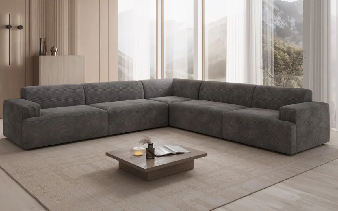 Designer Ecksofa Monza Wohnlandschaft XXL in Cord