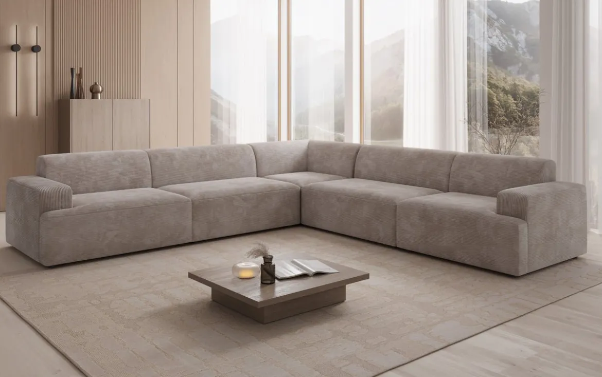 Designer Ecksofa Monza Wohnlandschaft XXL in Cord