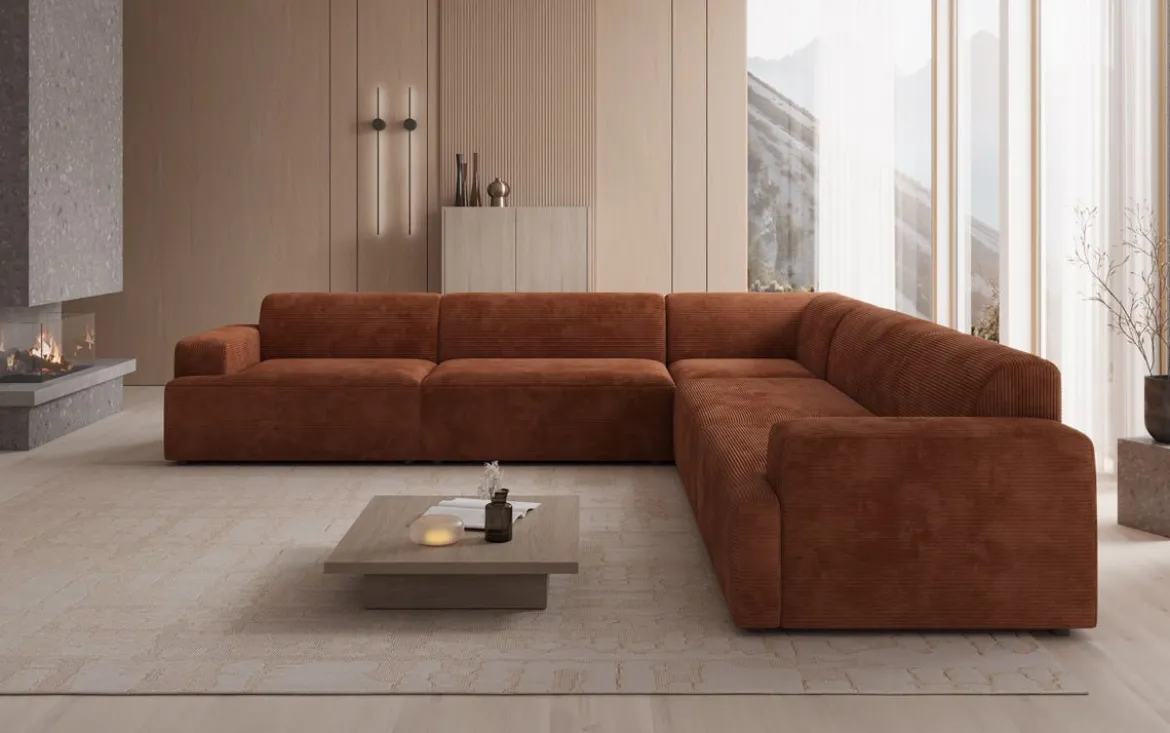 Designer Ecksofa Monza Wohnlandschaft XXL in Cord