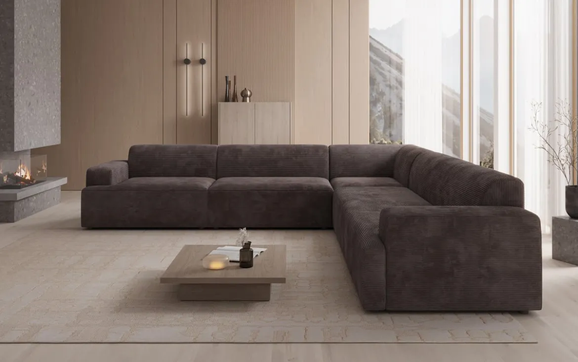 Designer Ecksofa Monza Wohnlandschaft XXL in Cord
