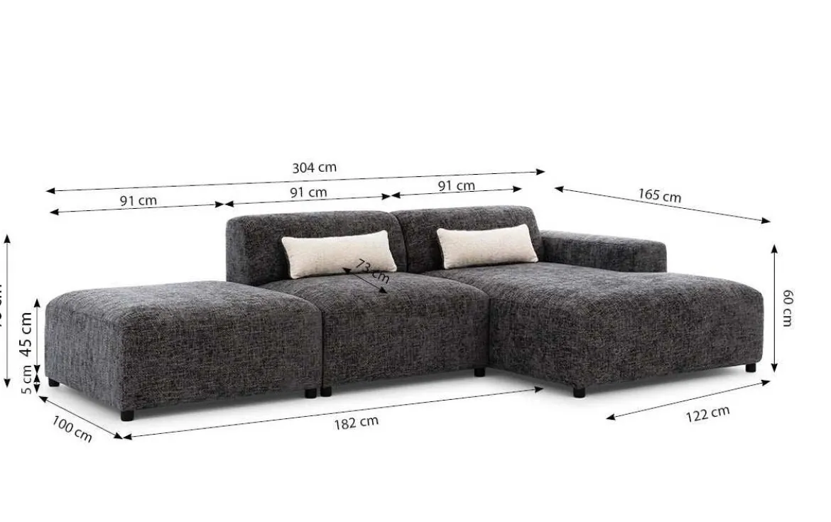 Designer Ecksofa Napoli inkl. Beistellhocker