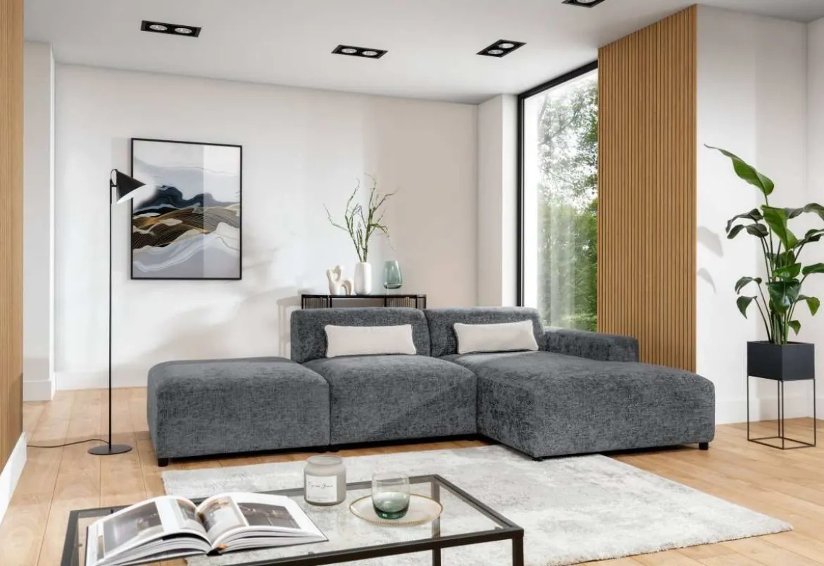 Designer Ecksofa Napoli inkl. Beistellhocker