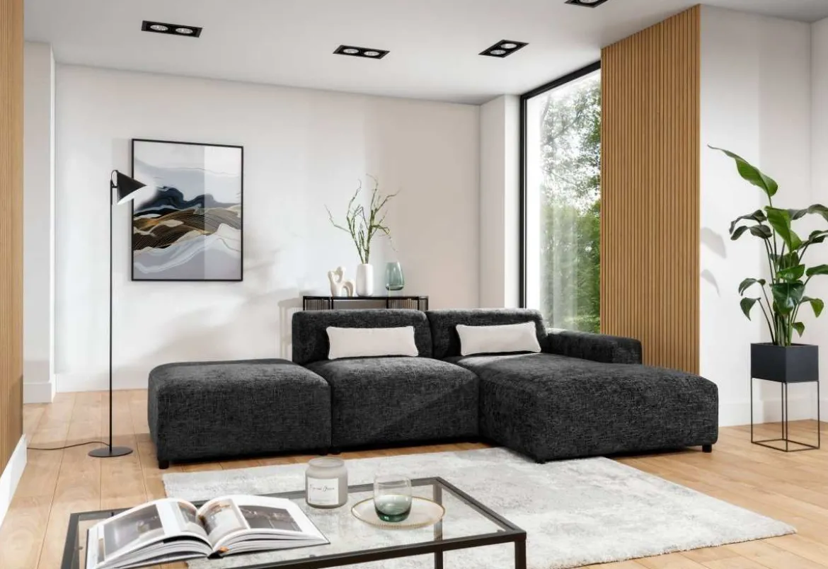 Designer Ecksofa Napoli inkl. Beistellhocker
