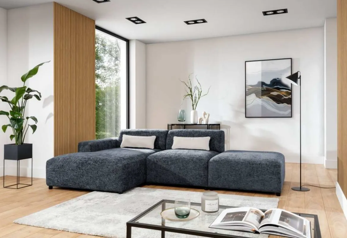 Designer Ecksofa Napoli inkl. Beistellhocker