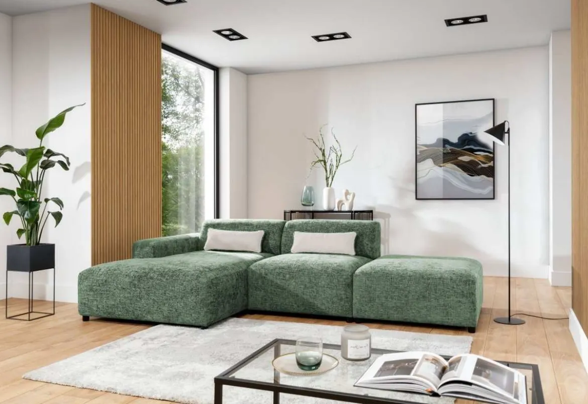 Designer Ecksofa Napoli inkl. Beistellhocker