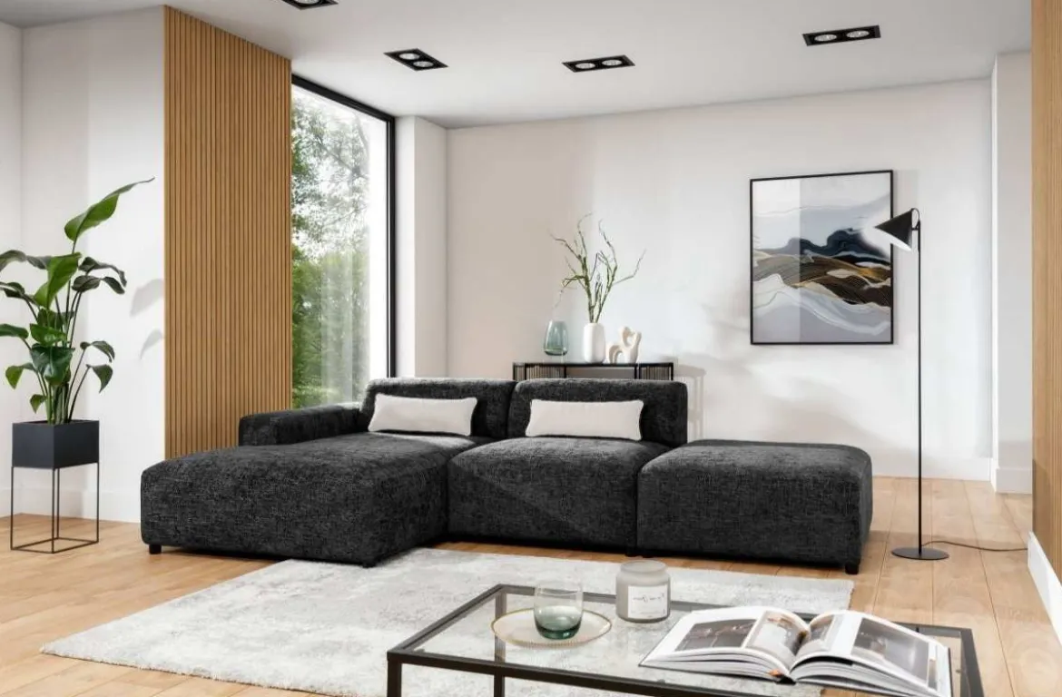 Designer Ecksofa Napoli inkl. Beistellhocker