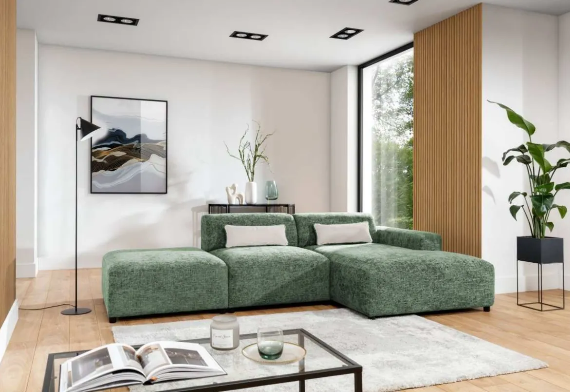 Designer Ecksofa Napoli inkl. Beistellhocker