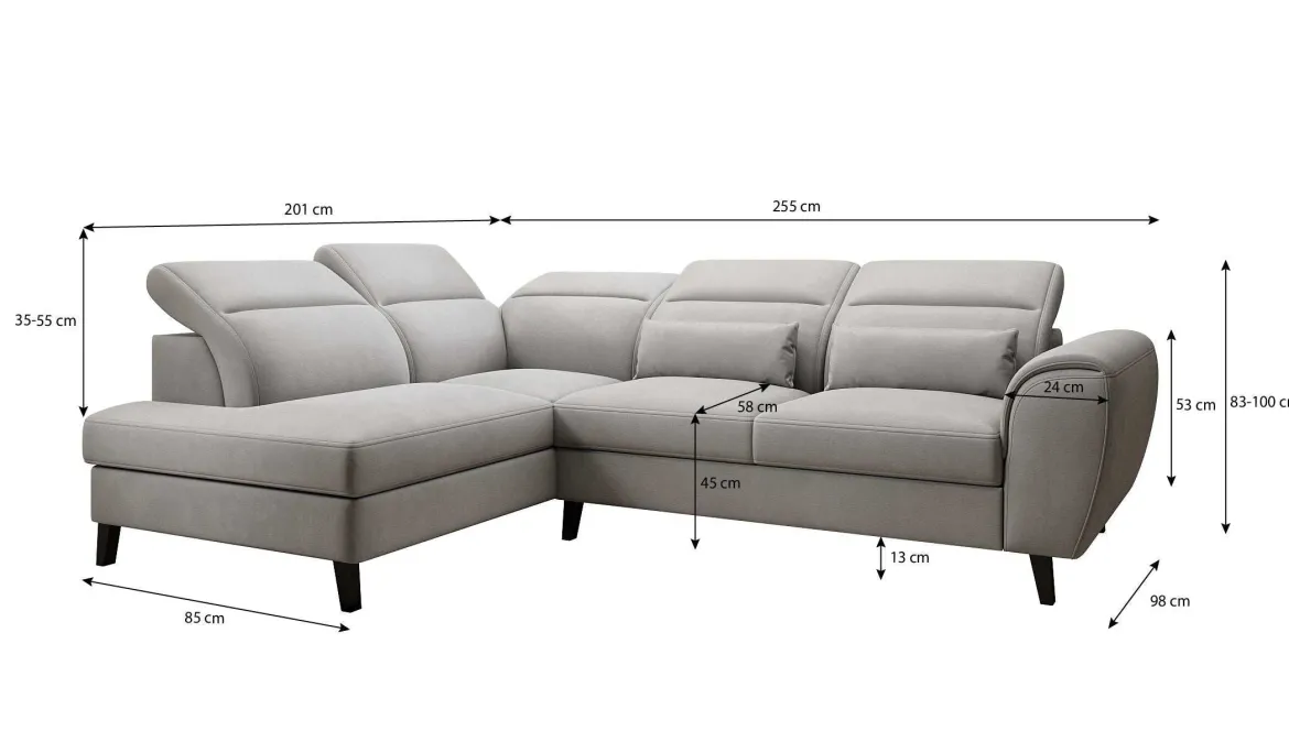 Designer Ecksofa Nobile mit verstellbarer Rückenlehne