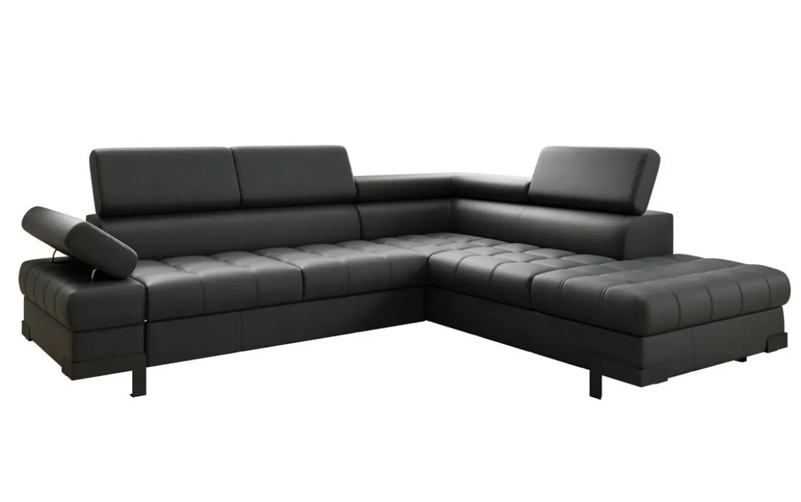 Designer Ecksofa Noelia mit Schlaffunktion und Stauraum in Echtleder