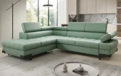 Designer Ecksofa Noelia mit Schlaffunktion und Stauraum in Echtleder