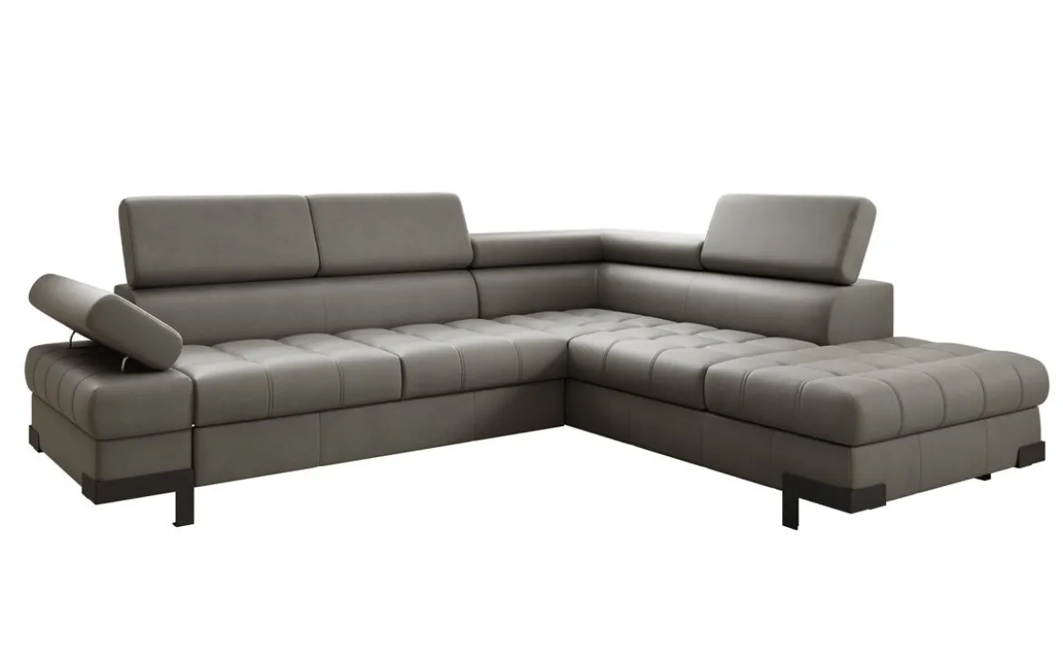 Designer Ecksofa Noelia mit Schlaffunktion und Stauraum in Echtleder