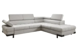 Designer Ecksofa Noelia mit Schlaffunktion und Stauraum in Echtleder