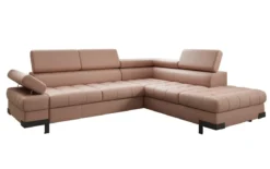 Designer Ecksofa Noelia mit Schlaffunktion und Stauraum in Echtleder