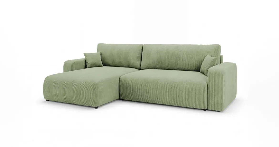 Designer Ecksofa Noma mit Schlaf- und Klappfunktion in Cord