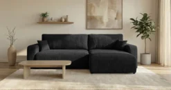 Designer Ecksofa Noma mit Schlaf- und Klappfunktion in Cord