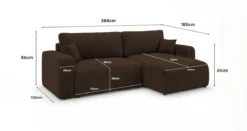 Designer Ecksofa Noma mit Schlaf- und Klappfunktion in Cord