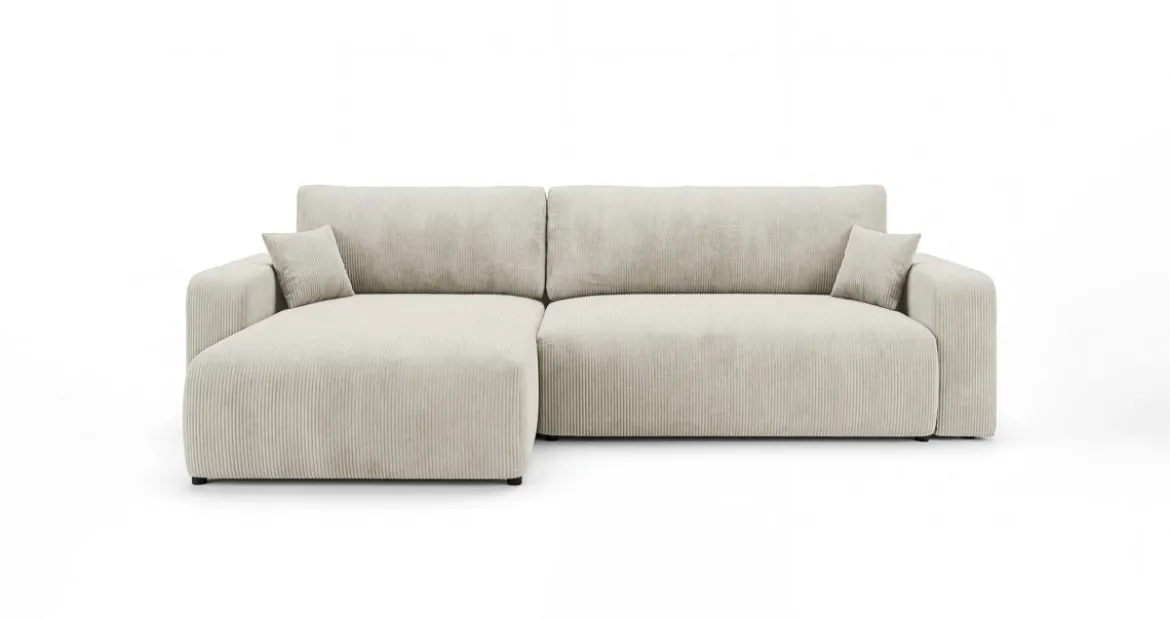 Designer Ecksofa Noma mit Schlaf- und Klappfunktion in Cord