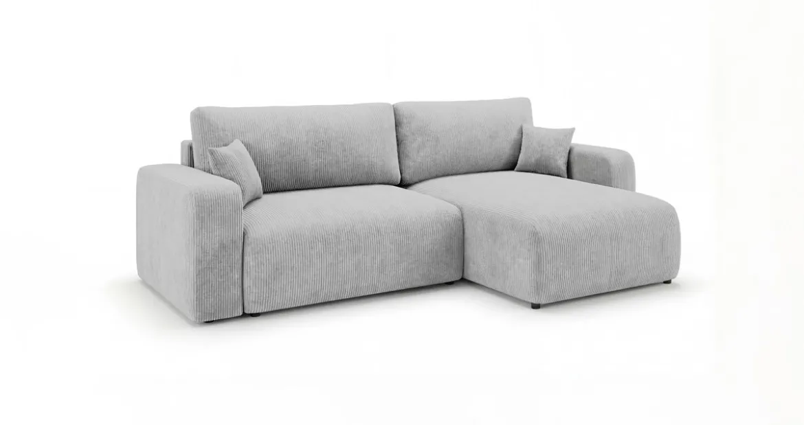 Designer Ecksofa Noma mit Schlaf- und Klappfunktion in Cord