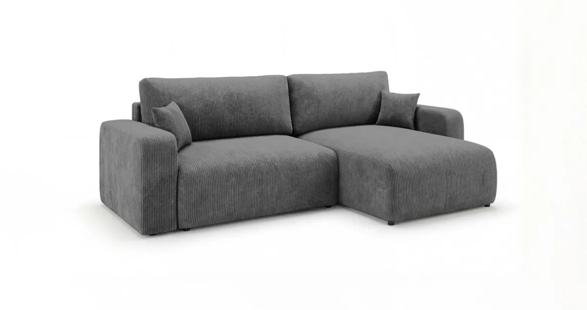 Designer Ecksofa Noma mit Schlaf- und Klappfunktion in Cord