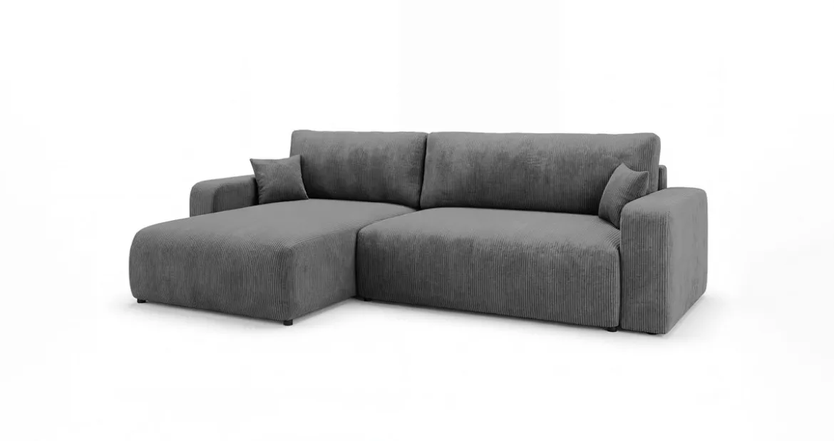 Designer Ecksofa Noma mit Schlaf- und Klappfunktion in Cord