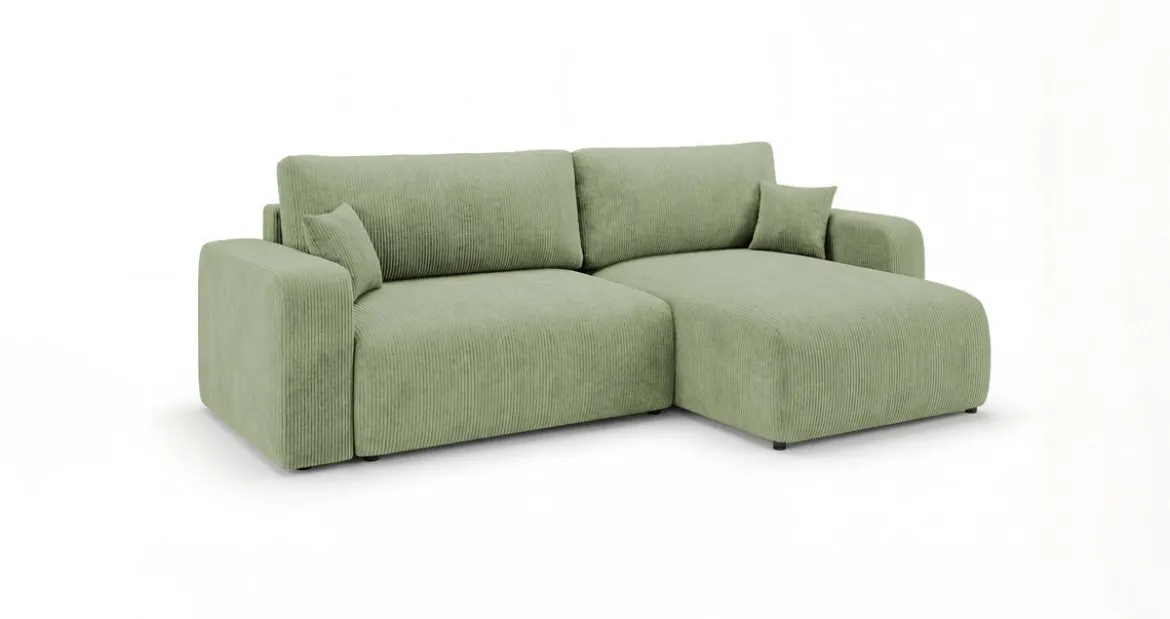 Designer Ecksofa Noma mit Schlaf- und Klappfunktion in Cord