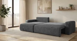 Designer Ecksofa Noma mit Schlaf- und Klappfunktion in Cord
