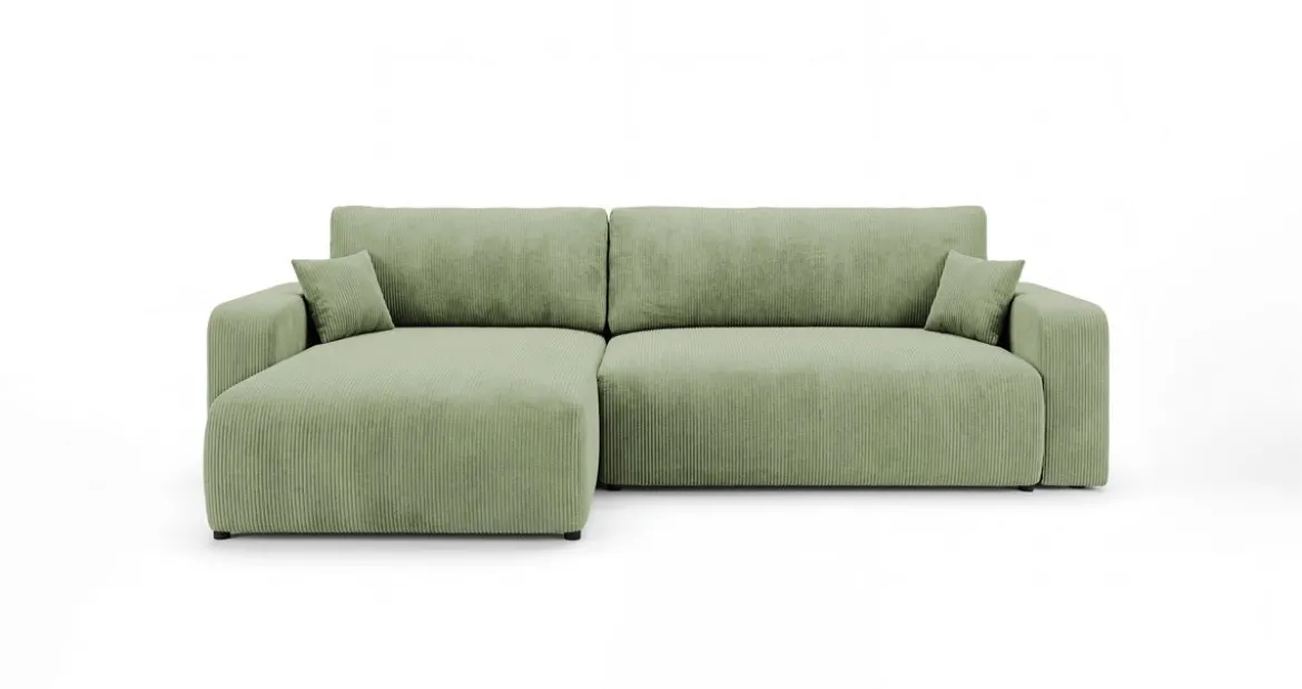 Designer Ecksofa Noma mit Schlaf- und Klappfunktion in Cord