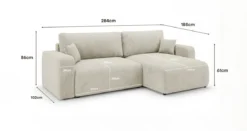 Designer Ecksofa Noma mit Schlaf- und Klappfunktion in Cord