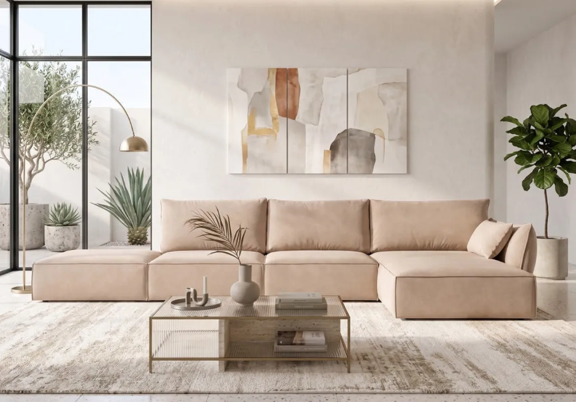 Designer Ecksofa Nuvola Open in Samt