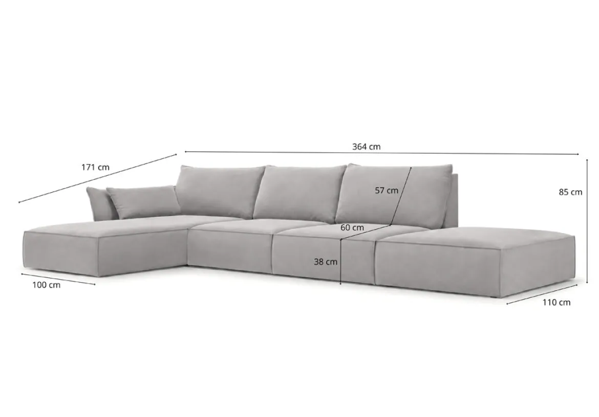 Designer Ecksofa Nuvola Open in Samt
