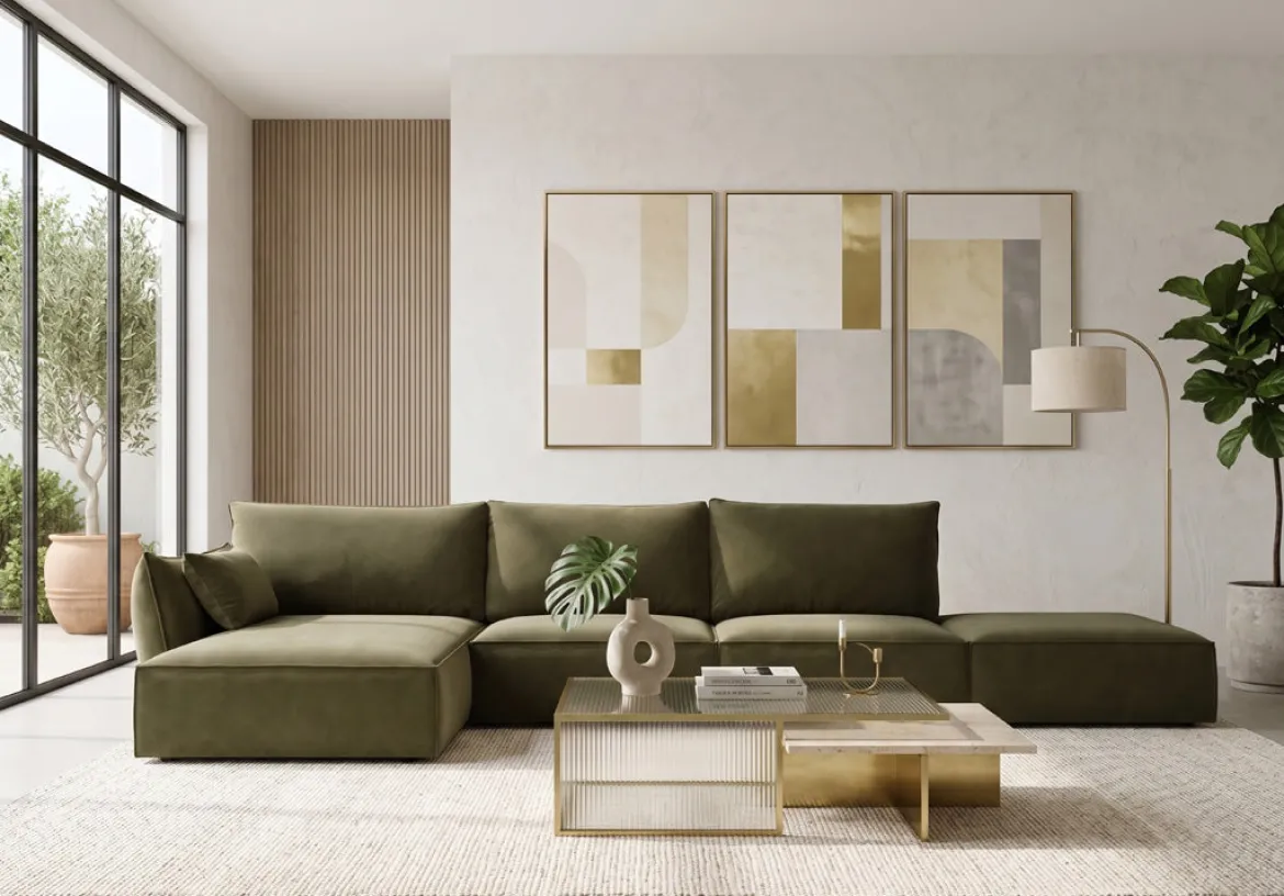 Designer Ecksofa Nuvola Open in Samt