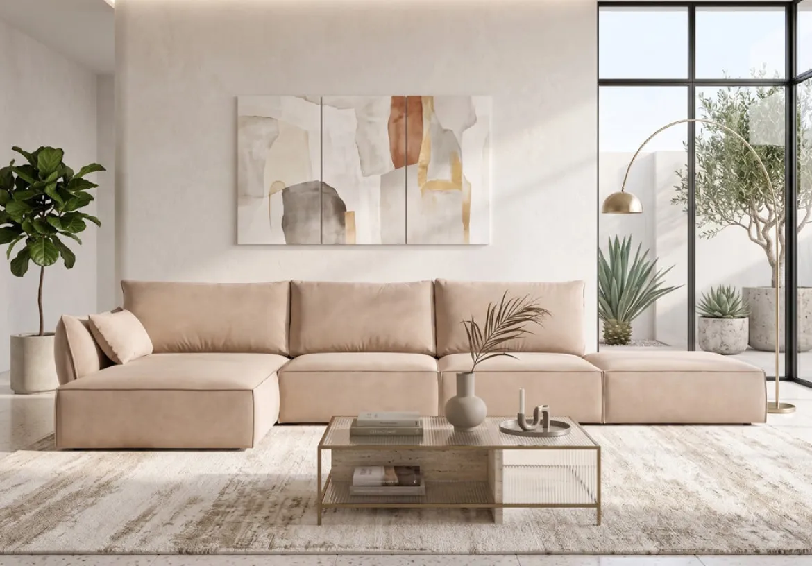 Designer Ecksofa Nuvola Open in Samt