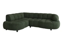 Designer Ecksofa Olivia Mini in Teddy Bouclé mit elektrischer Sitzerweiterung